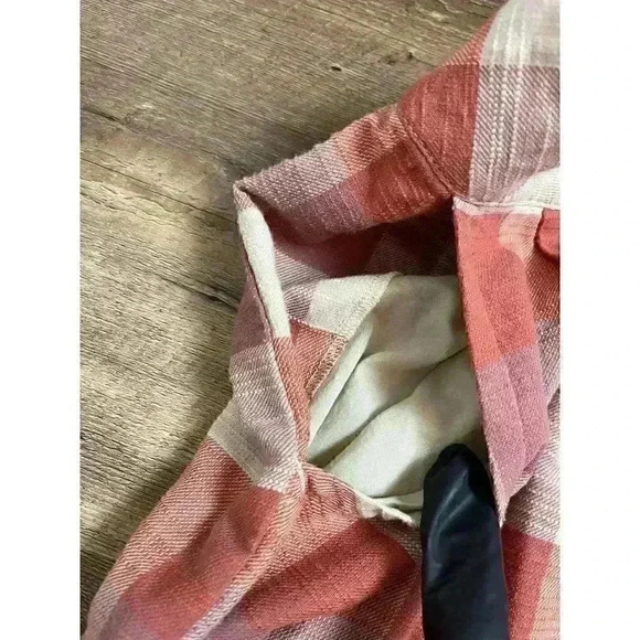 Free People High Rise Plaid Red Cream Pockets With Slit Boho Women's XS - Picture 4 of 8